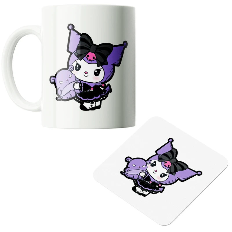 ماگ پاد آفرین مدل کارتونی سانریو کرومی مای ملودی هلوکیتی کد PZ150 به همراه زیرلیوانی