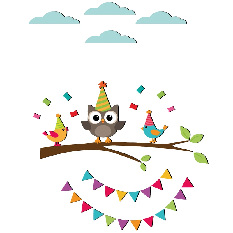 استیکر چوبی ژیوار طرح Happy Birthday Owl