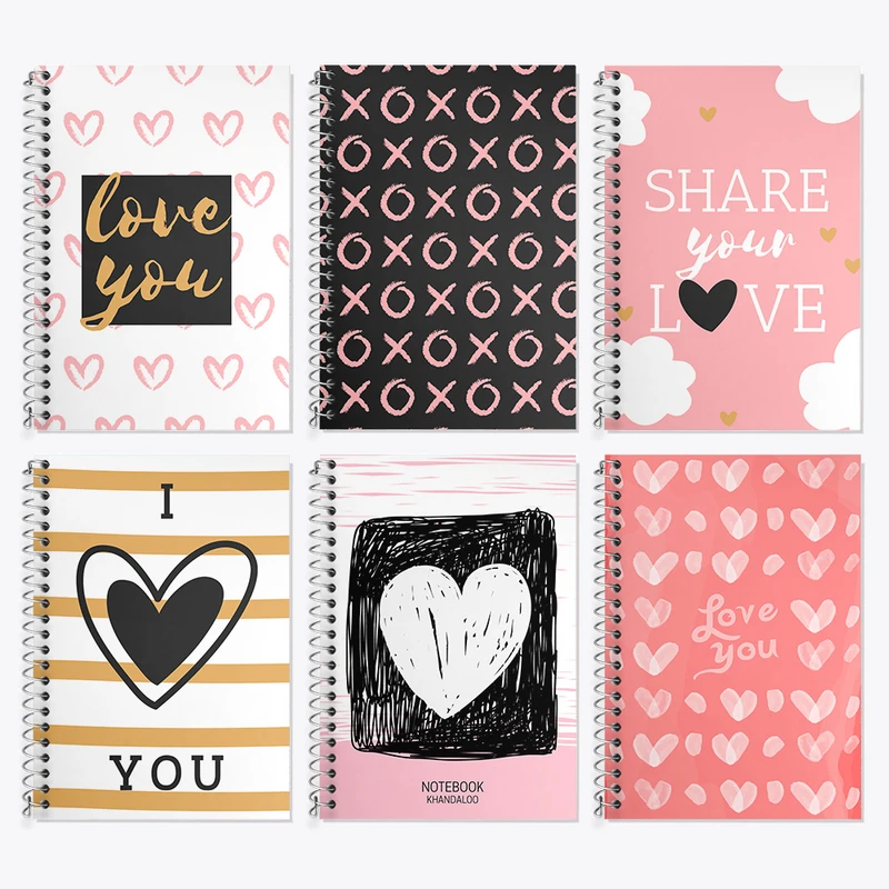 دفتر زبان 50 برگ خندالو مدل دو خط طرح Love کد 193 مجموعه 6 عددی