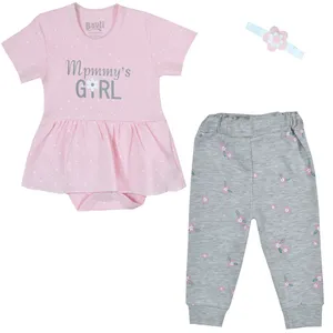 ست 3 تکه لباس نوزادی باولی مدل Girl