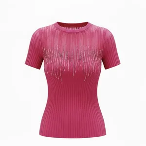 بلوز آستین کوتاه یقه گرد زنانه مدل نگیندار S13