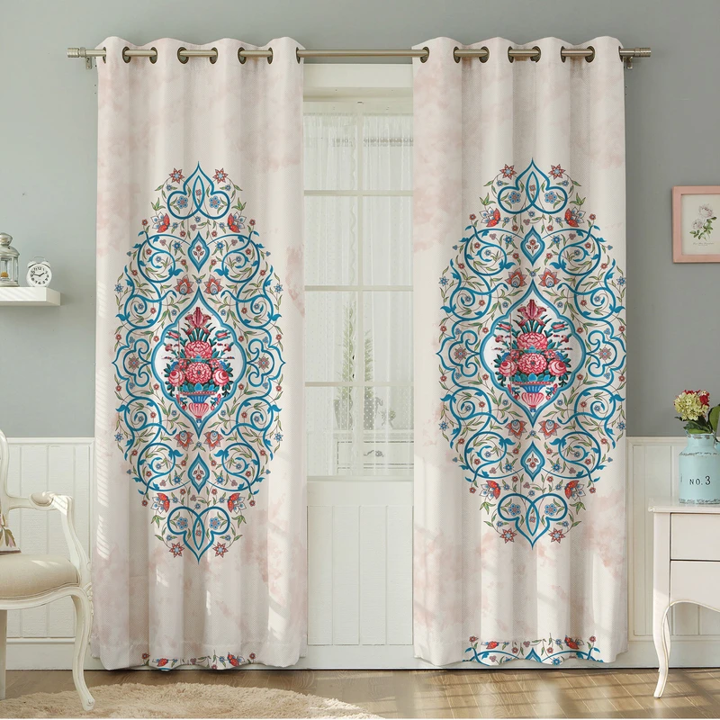 پرده نیروانا طرح سنتی  مدل مخمل کد 8412 سایز 140×280 سانتی متر