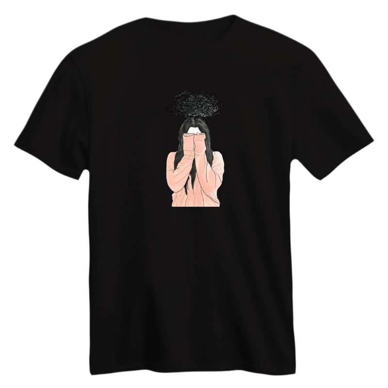 تی شرت آستین کوتاه زنانه مدل ذهن پریشون