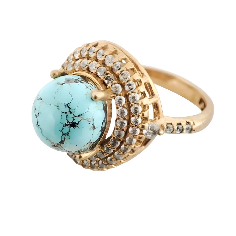 انگشتر زنانه مدل طلا روس فیروزه نیشابور q046