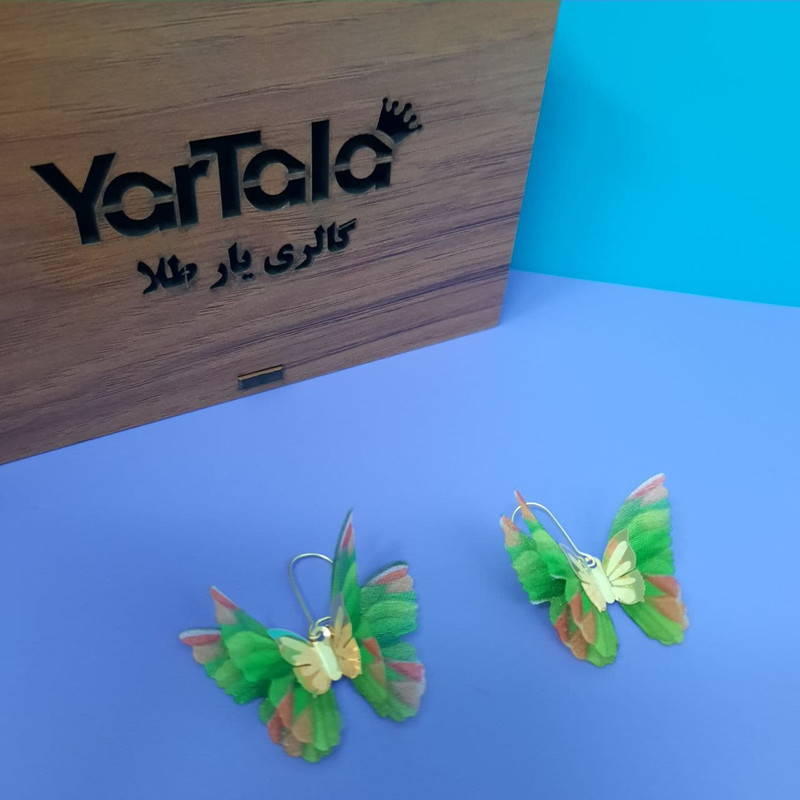 گوشواره طلا 18 عیار زنانه گالری یارطلا  مدل پروانه کد AGP25