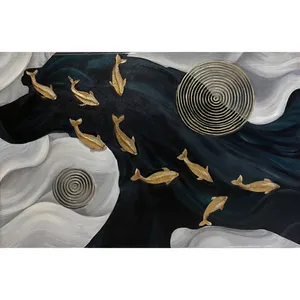 تابلو نقاشی اكريليک مدل رقص ماهی و پارچه