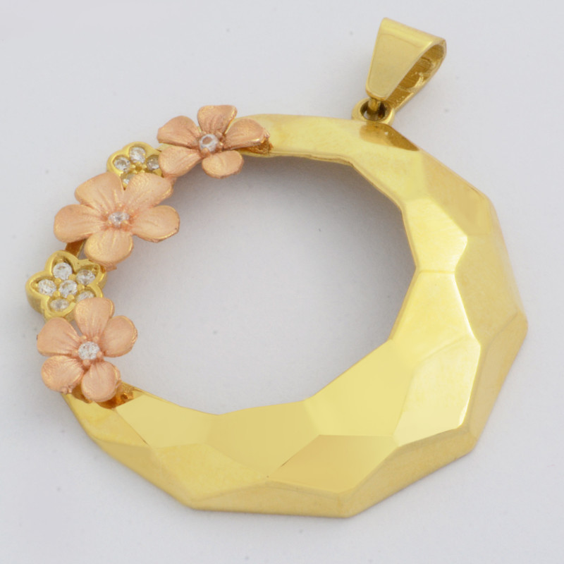 آویز گردنبند طلا 18 عیار زنانه طلای مستجابی مدل ورسای گل کد 05