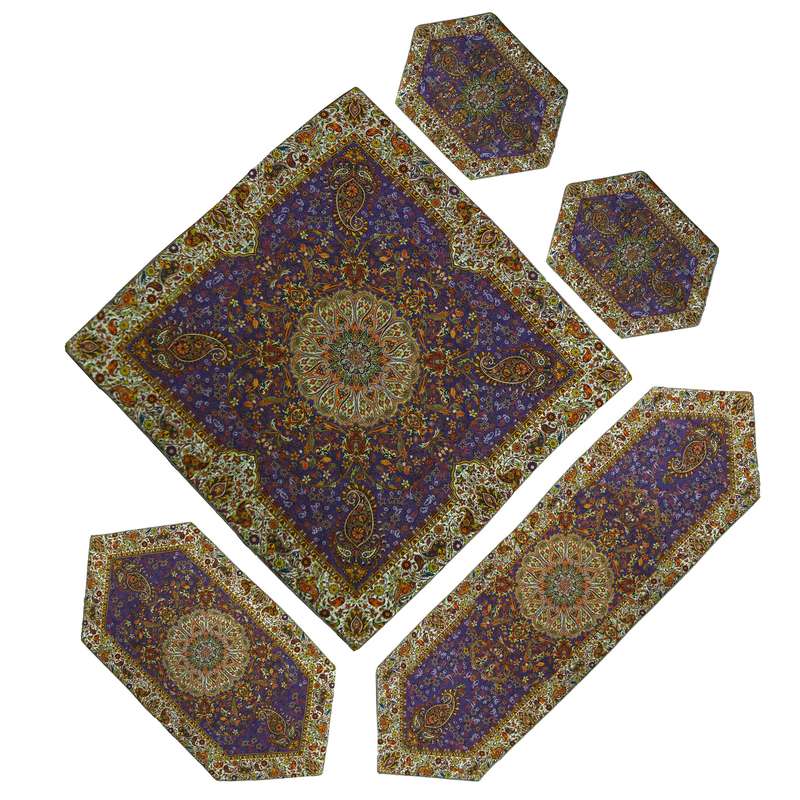 ست 5 تیکه رومیزی ترمه  طرح افشار