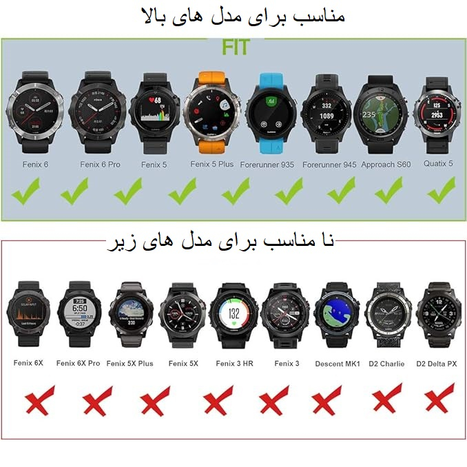بند نیهاتا مدل سیلیکونی مناسب برای ساعت هوشمند گارمین سری 22 میلیمتری fenix 5 / 6 /7