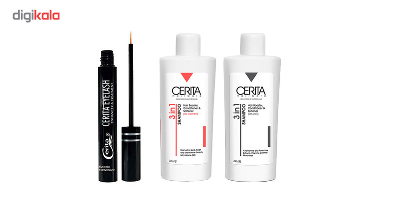 پک شامپو مخصوص آقایان و بانوان و محلول تقویت مژه سریتا مدل Cerita 3