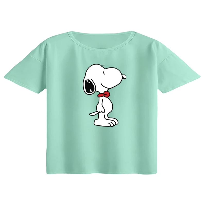 کراپ تی‌شرت آستین کوتاه زنانه مدل اسنوپی کد ۳۸