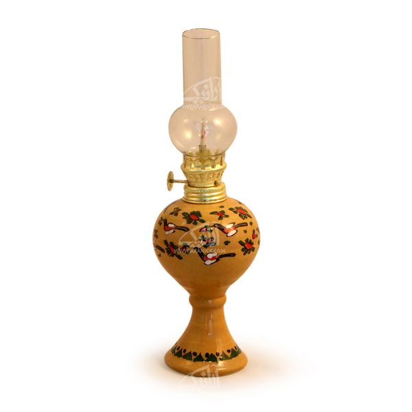 چراغ سفالی‏ نقاشی زیر لعابی‏ طرح ‏پرنده‏ ‏‏رنگ ‏کرمی‏ مدل 1100500001