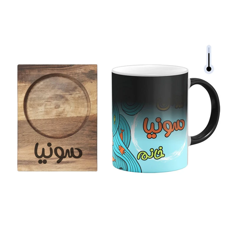 ماگ حرارتی گالری وبفر طرح پری دریایی مدل سونیا به همراه زیرلیوانی