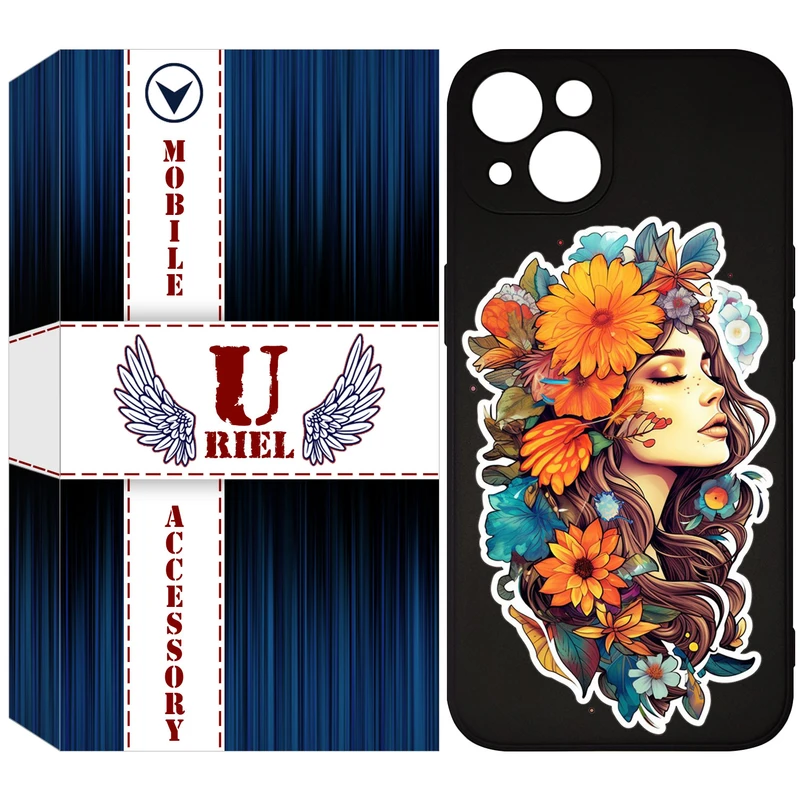 کاور یوریل قاب مدل KSH کد 52 طرح دختر مناسب برای گوشی موبایل اپل iPhone 13