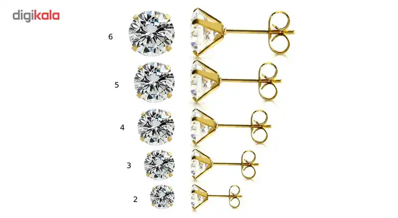 گوشواره میخی طرح تک نگین مدل 856 سایز 5