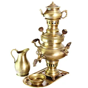 سرویس سماور زغالی 5 پارچه آریان کد 17020010 ظرفیت 1 لیتر