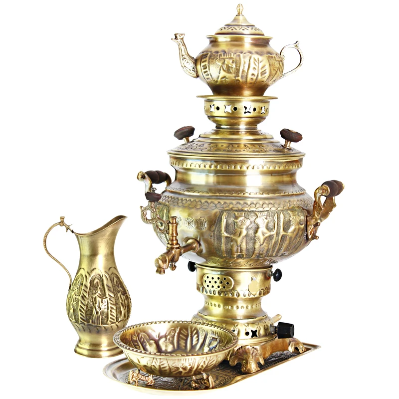 سرویس سماور گازی آریان طرح ساده کد 17020018 ظرفیت 8 لیتر