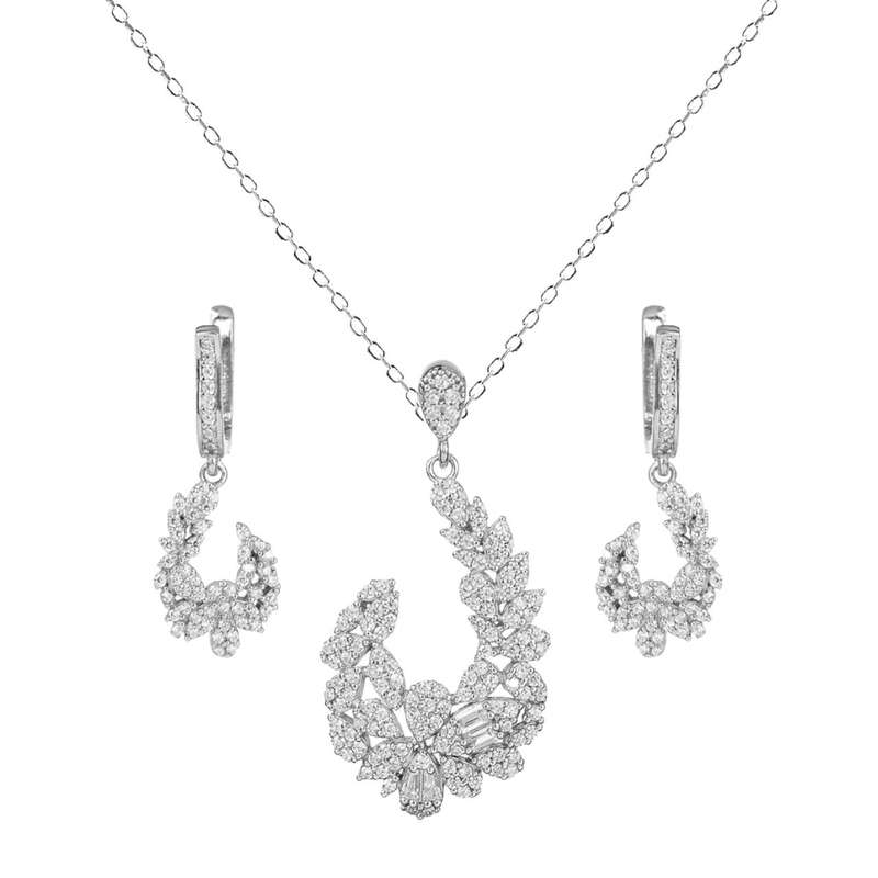 نیم ست نقره زنانه مدل جواهری 0142