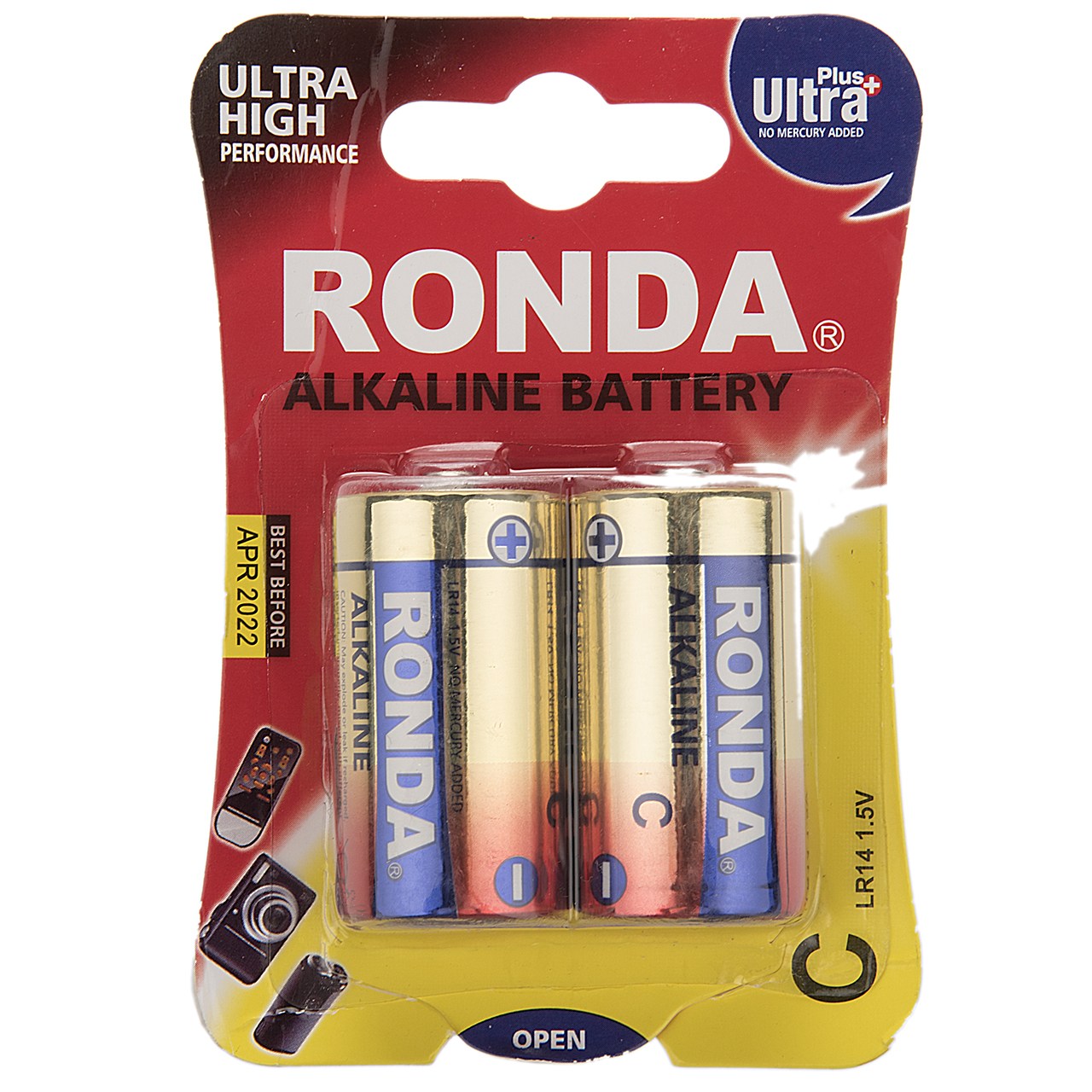 باتری سایز متوسط روندا مدل Ultra Plus Alkaline بسته 2 عددی