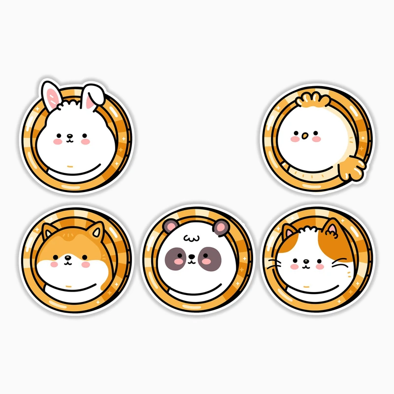 استیکر لپ تاپ و موبایل بووم طرح سکه بامزه کد MR53 مجموعه 5 عددی