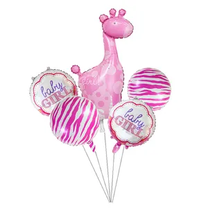 بادکنک فویلی مدل Girl Giraffe مجموعه 5 عددی