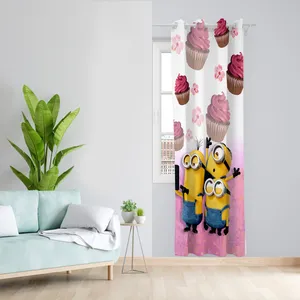 پرده طرح مینیون مدل مخمل پانچی کد L 1161L Z سایز 140x200 سانتی متر