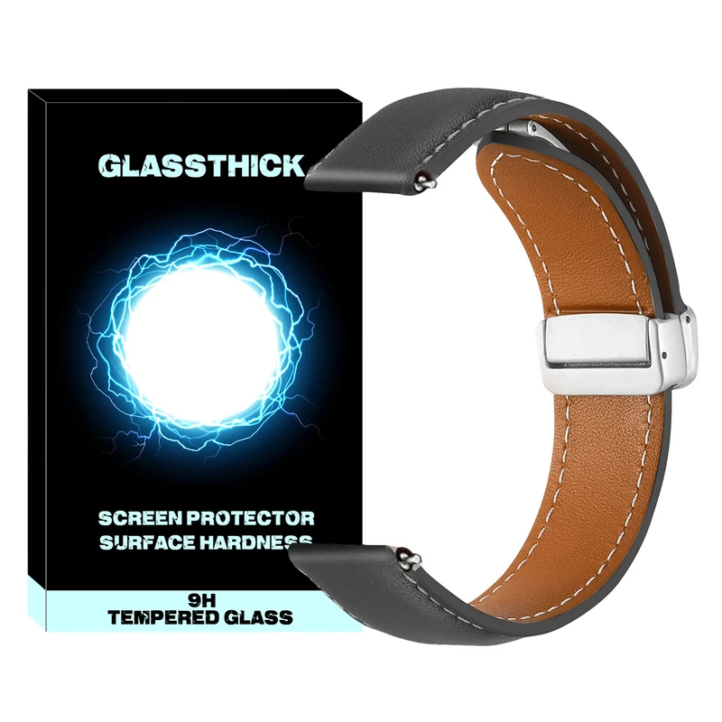 بند گلستیک مدل Mag Leather GL TW مناسب برای ساعت هوشمند میبرو سری Lite 2 / Lite 3 / Lite 3 Pro سایز 22mm