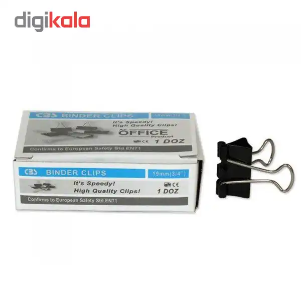 گیره کاغذ سی بی اس سایز 19 میلی متر بسته 12 عددی