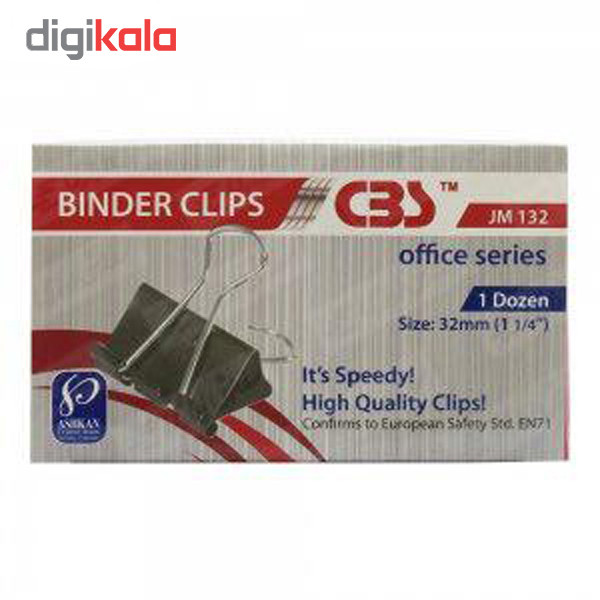 گیره کاغذ سی بی اس سایز 32 میلی متر بسته 12 عددی