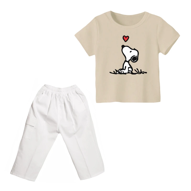 ست تی شرت و شلوارک پسرانه مدل اسنوپی کد ۳۰