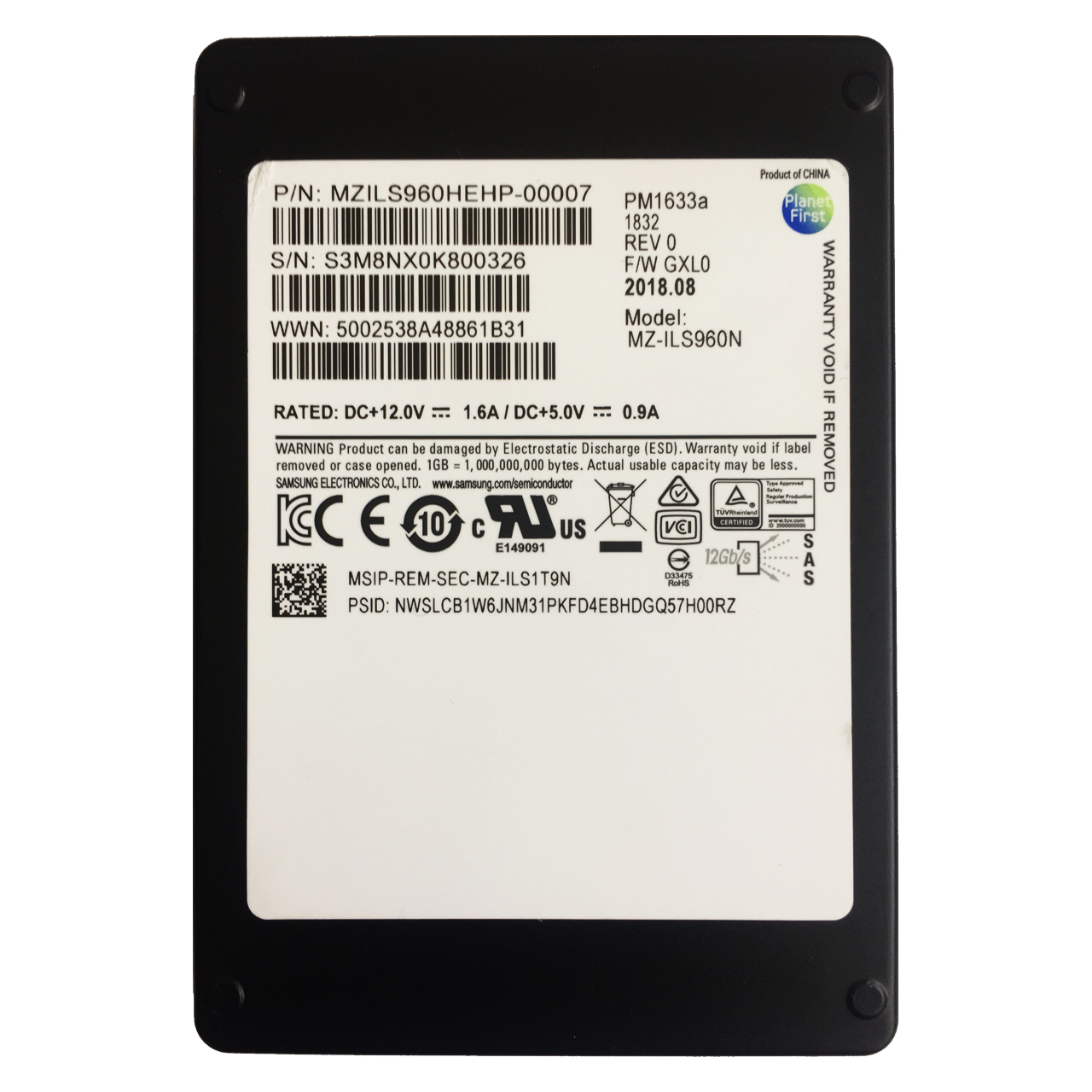 اس اس دی سرور سامسونگ مدل PM1633a ظرفیت 960 گیگابایت