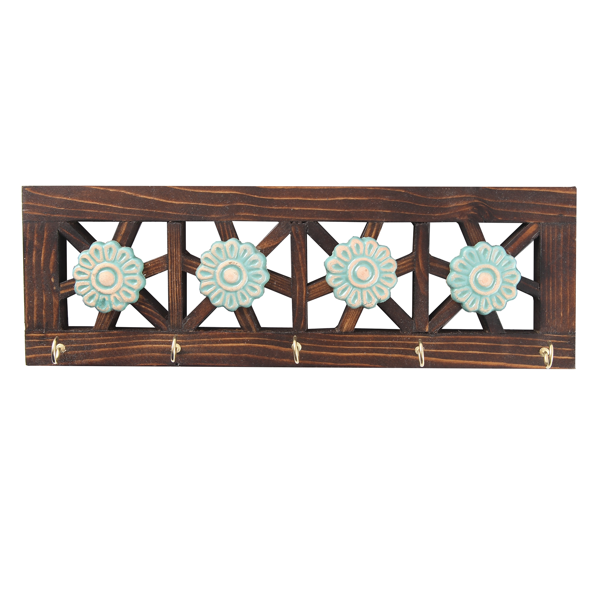 جاکلیدی چوبی گالری اسعدی طرح چهار گل کد 66089