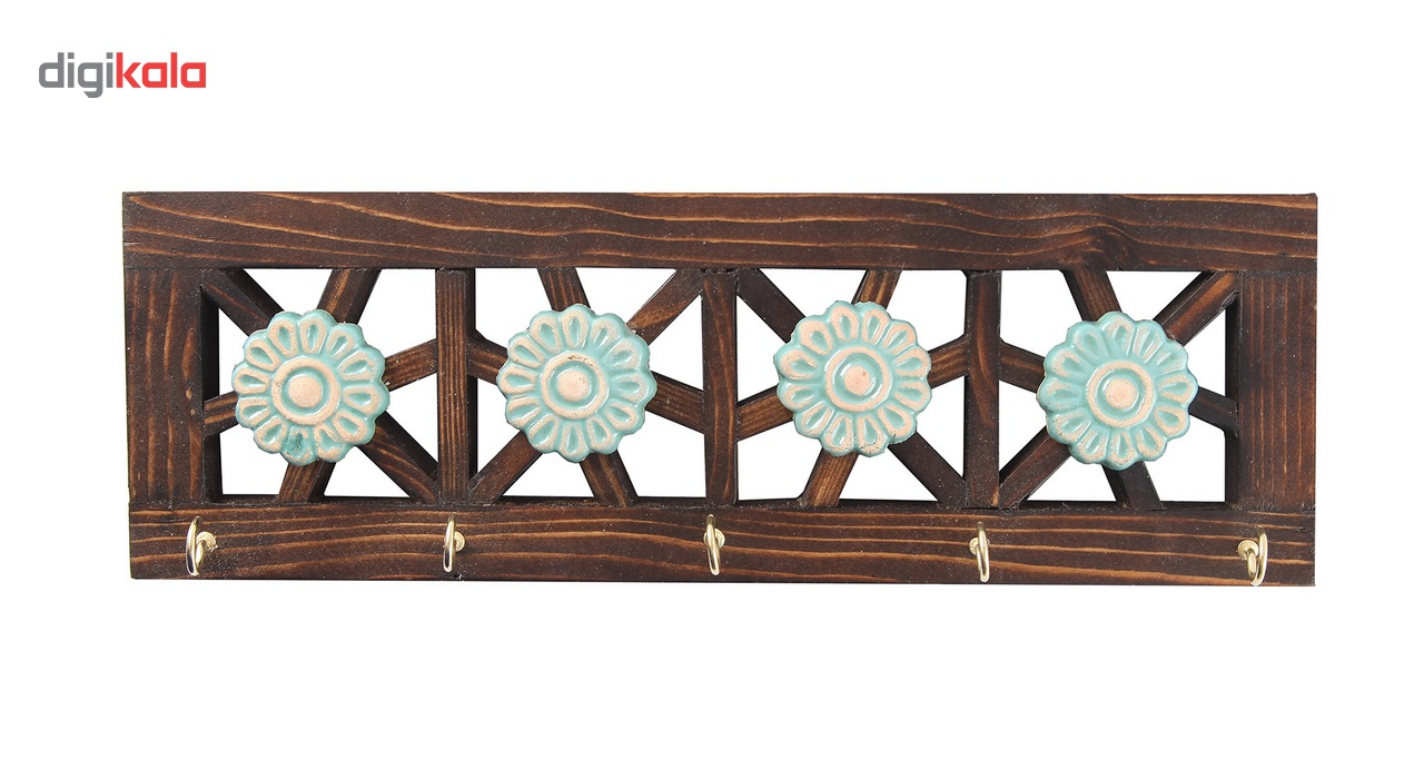 جاکلیدی چوبی گالری اسعدی طرح چهار گل کد 66089