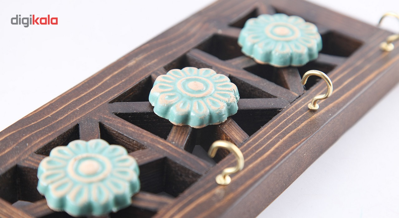 جاکلیدی چوبی گالری اسعدی طرح چهار گل کد 66089