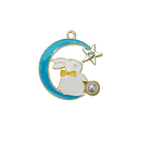 آویز گردنبند دخترانه مدل خرگوش و ماه و ستاره کد 1-38