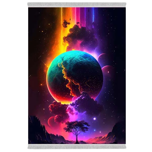 فرش پارچه‌ای دفه مدل فرشینه شانل مخمل طرح فانتزی کد 7250