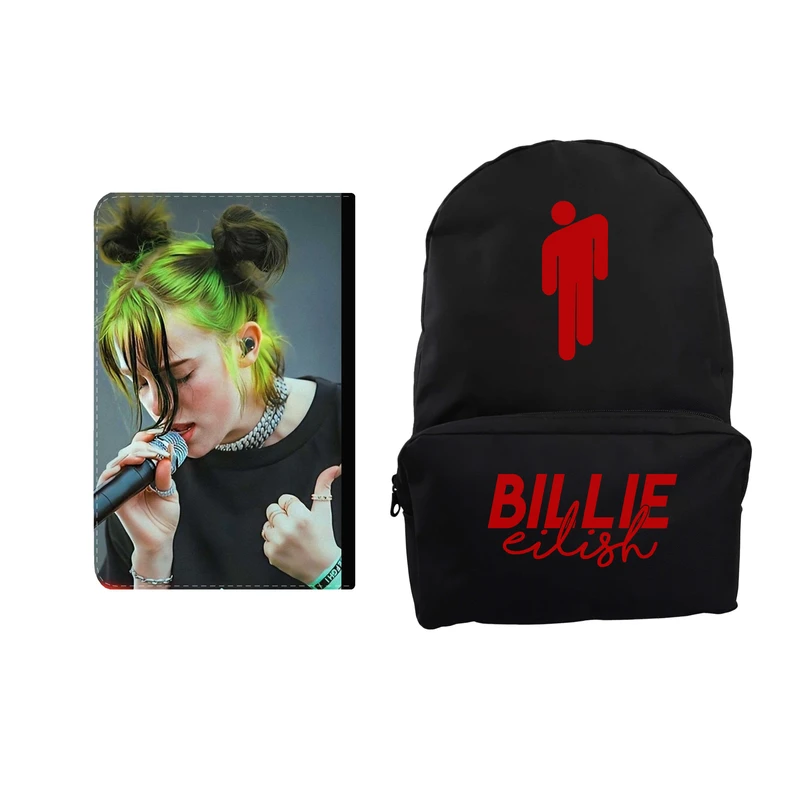 کوله پشتی طرح Bili Eilish کد k-30 به همراه کلاسور 