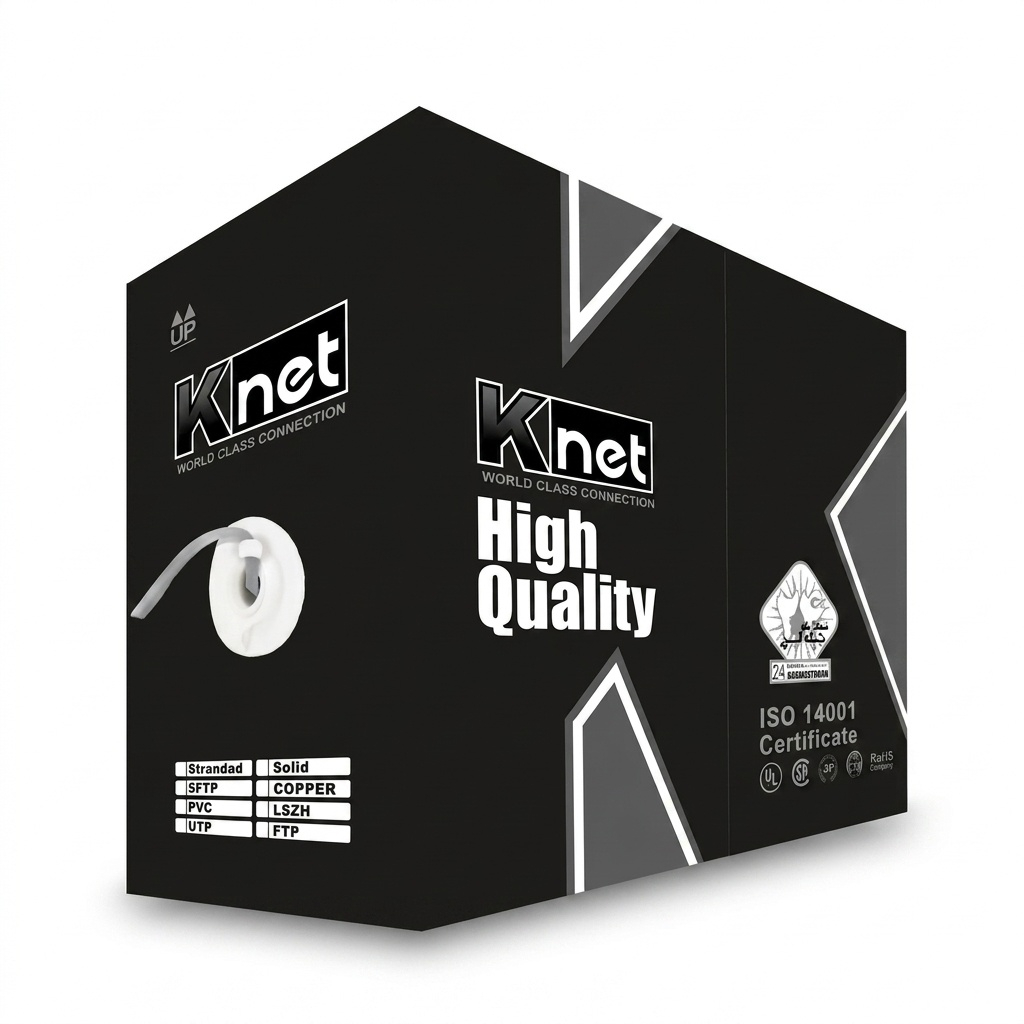 کابل شبکه Cat6 کِی نت مدل کابل شبکه cat6 UTP کی نت به طول 305 متر