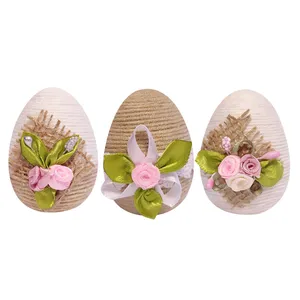تخم مرغ سفالی مدل سفره هفت سین طرح نرگس گلدار کد S3023 بسته 3 عددی