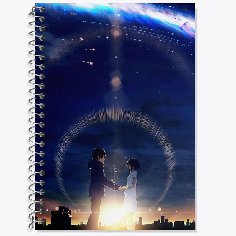 دفتر زبان 50 برگ خندالو مدل سه خط طرح تاکی تاچیبانا و میتسویا میامیزو انیمه یورنیم Your Name کد 16297