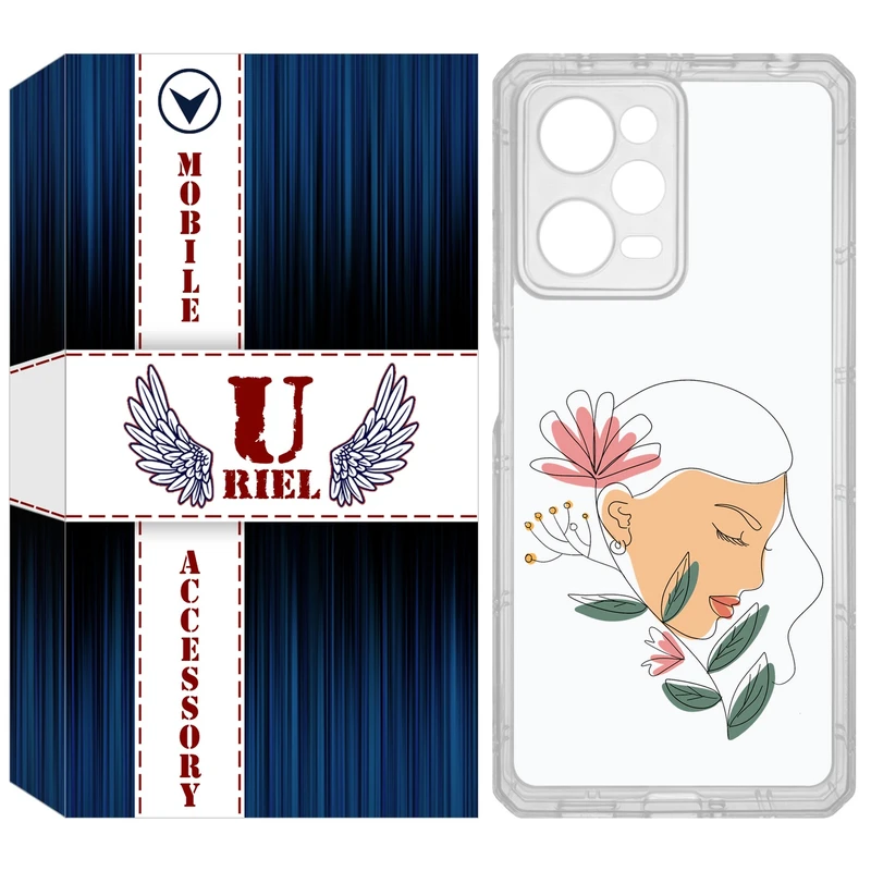 کاور یوریل مدل Clear کد 53 طرح صورت زن مناسب برای گوشی موبایل شیائومی Poco X5 Pro / Redmi Note 12 Pro / Note 12 Pro Plus