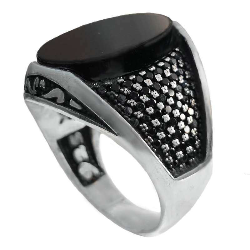 انگشتر نقره مردانه مدل عقیق  MS9040