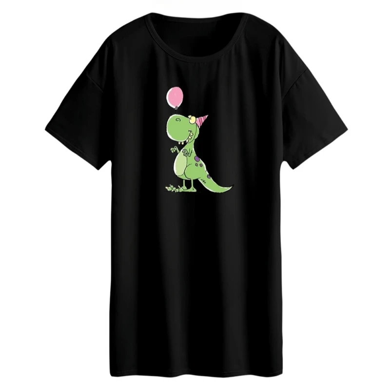 تی شرت لانگ زنانه مدل دایناسور و بادکنک