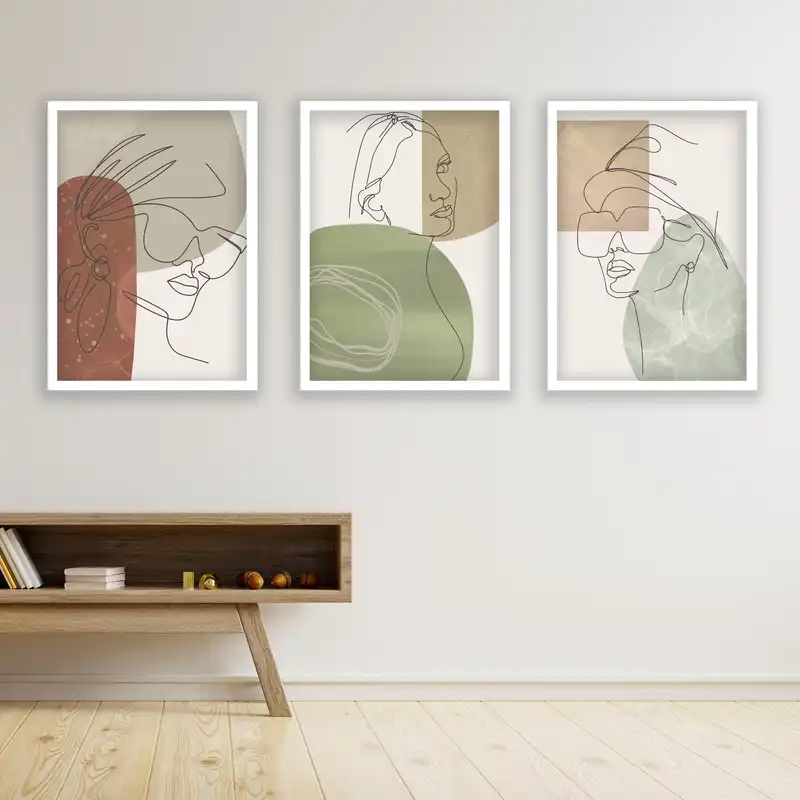 تابلو مدل مینیمال دکوراتیو کد LA-G3090 مجموعه 3 عددی