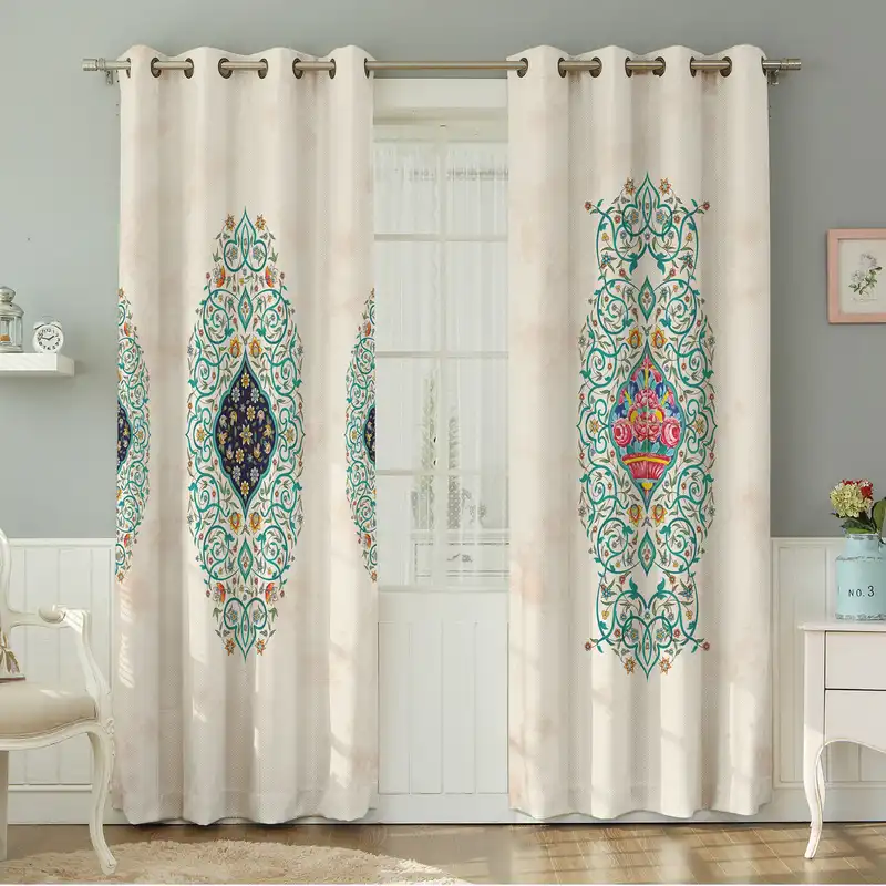 پرده نیروانا طرح سنتی مدل مخمل کد 9050 سایز 140×280 سانتی متر