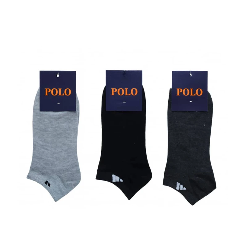 جوراب ساق کوتاه مدل مچی ساده نخ پنبه SB-0412 بسته 3 عددی