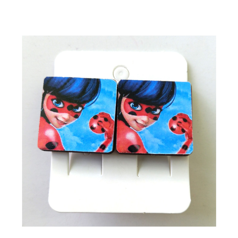 گوشواره دخترانه مدل دختر کفشدوزکی کد 101