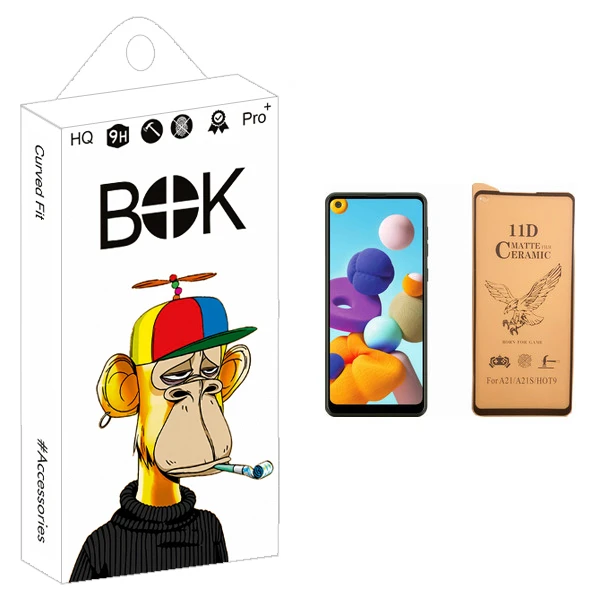 محافظ صفحه نمایش سرامیکی بوک مدل +HD مناسب برای گوشی موبایل سامسونگ Galaxy A21