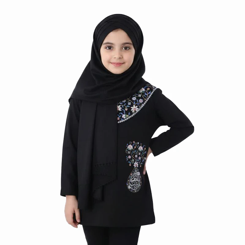 بلوز آستین بلند یقه گرد دخترانه مدل کاشی