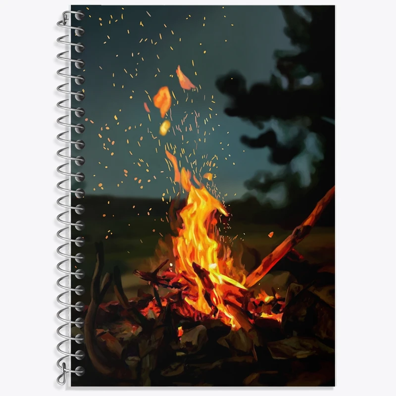 دفتر زبان 50 برگ خندالو مدل سه خط طرح آتش کد F1120